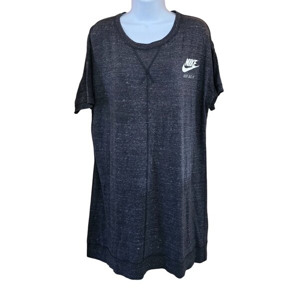Nike Tops - Nike Heather Black Just Do It Logo long T-Shirt relaxed lounge wear workout